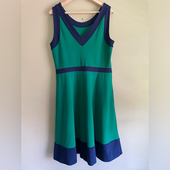 Lands End Sleeveless Blue & Green Dress - Picture 3 of 5